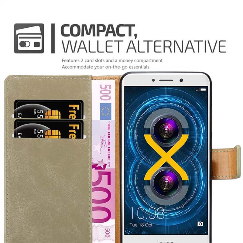 Cadorabo Hülle kompatibel mit Huawei MATE 9 LITE / GR5 2017 / Honor 6X Schutzhülle mit Magnetverschluss, Standfunktion und Kartenfach