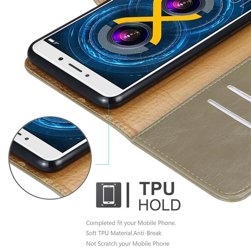 Cadorabo Hülle kompatibel mit Huawei MATE 9 LITE / GR5 2017 / Honor 6X Schutzhülle mit Magnetverschluss, Standfunktion und Kartenfach