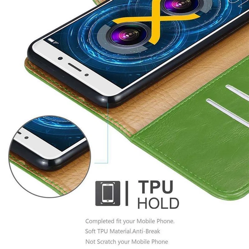 Cadorabo Hülle kompatibel mit Huawei MATE 9 LITE / GR5 2017 / Honor 6X Schutzhülle mit Magnetverschluss, Standfunktion und Kartenfach