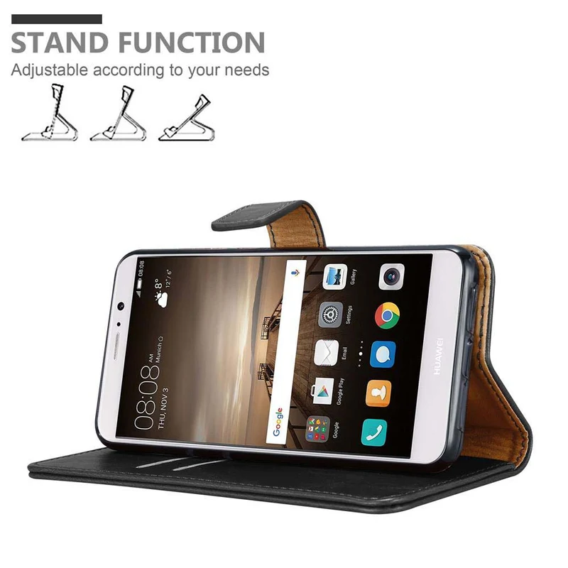 Cadorabo Hülle kompatibel mit Huawei MATE 9 Schutzhülle mit Magnetverschluss, Standfunktion und Kartenfach
