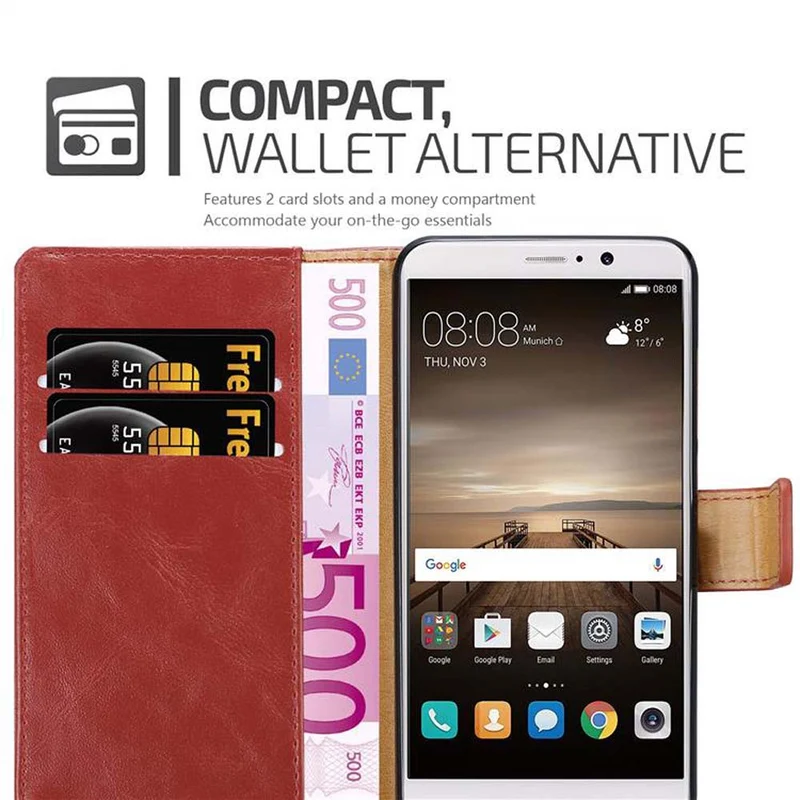 Cadorabo Hülle kompatibel mit Huawei MATE 9 Schutzhülle mit Magnetverschluss, Standfunktion und Kartenfach