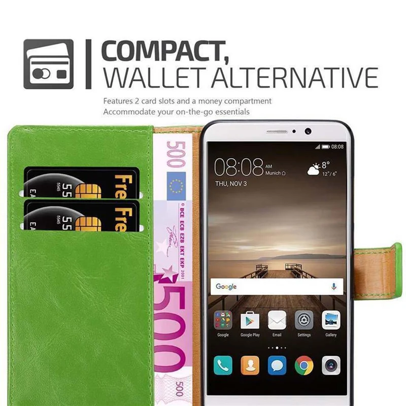 Cadorabo Hülle kompatibel mit Huawei MATE 9 Schutzhülle mit Magnetverschluss, Standfunktion und Kartenfach