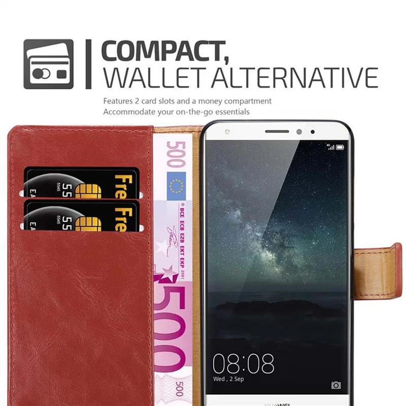 Cadorabo Hülle kompatibel mit Huawei MATE S Schutzhülle mit Magnetverschluss, Standfunktion und Kartenfach