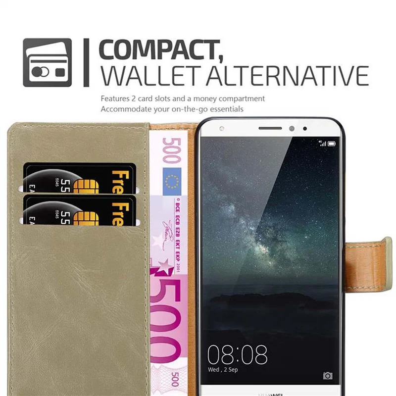 Cadorabo Hülle kompatibel mit Huawei MATE S Schutzhülle mit Magnetverschluss, Standfunktion und Kartenfach