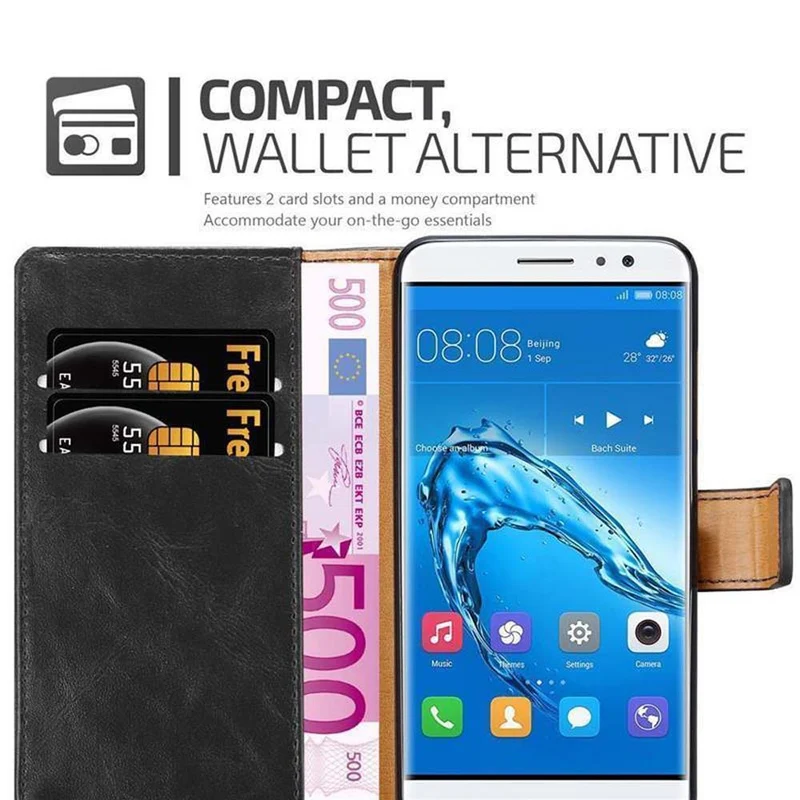 Cadorabo Hülle kompatibel mit Huawei NOVA PLUS Schutzhülle mit Magnetverschluss, Standfunktion und Kartenfach