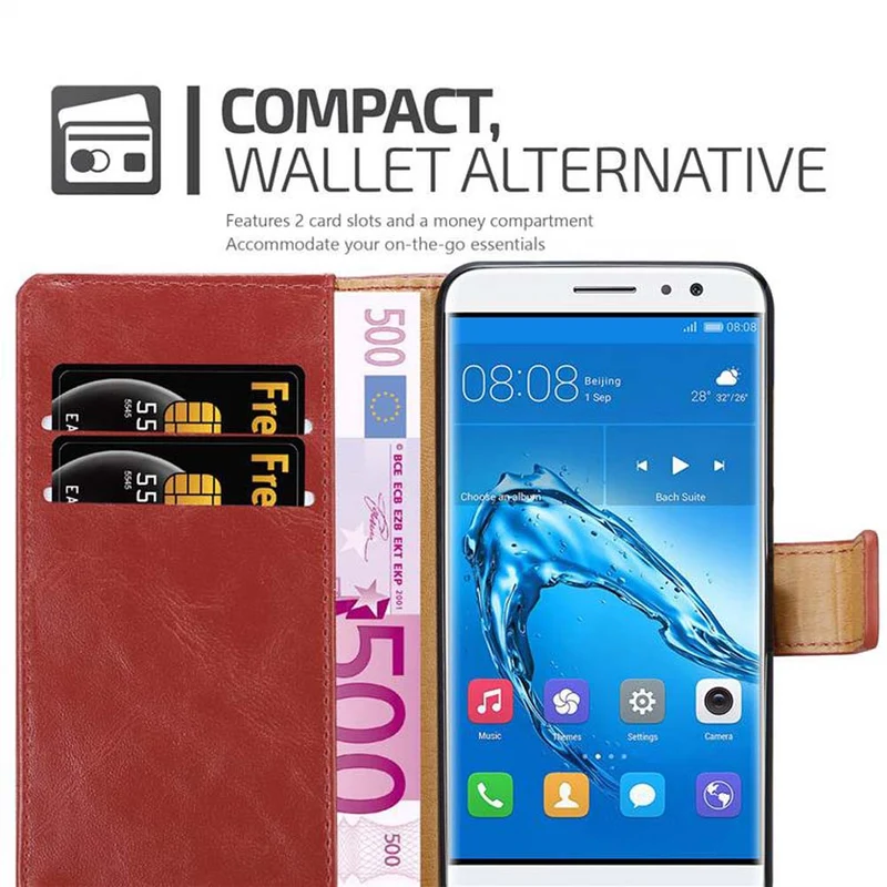 Cadorabo Hülle kompatibel mit Huawei NOVA PLUS Schutzhülle mit Magnetverschluss, Standfunktion und Kartenfach