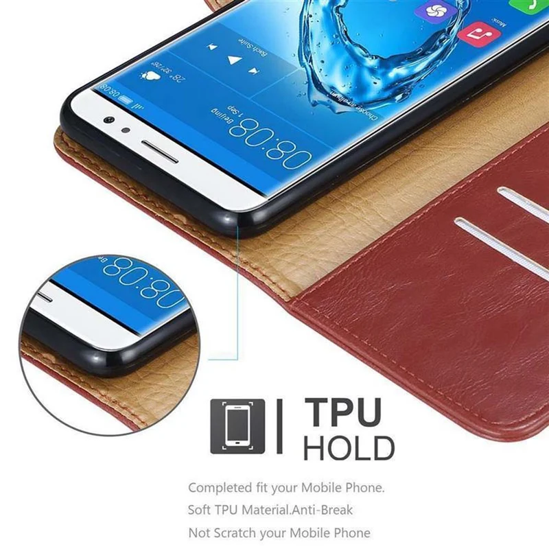 Cadorabo Hülle kompatibel mit Huawei NOVA PLUS Schutzhülle mit Magnetverschluss, Standfunktion und Kartenfach