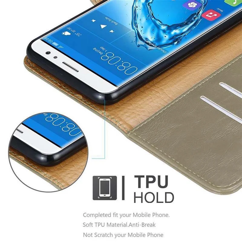 Cadorabo Hülle kompatibel mit Huawei NOVA PLUS Schutzhülle mit Magnetverschluss, Standfunktion und Kartenfach