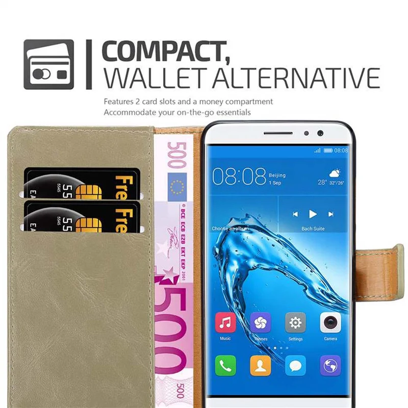 Cadorabo Hülle kompatibel mit Huawei NOVA PLUS Schutzhülle mit Magnetverschluss, Standfunktion und Kartenfach