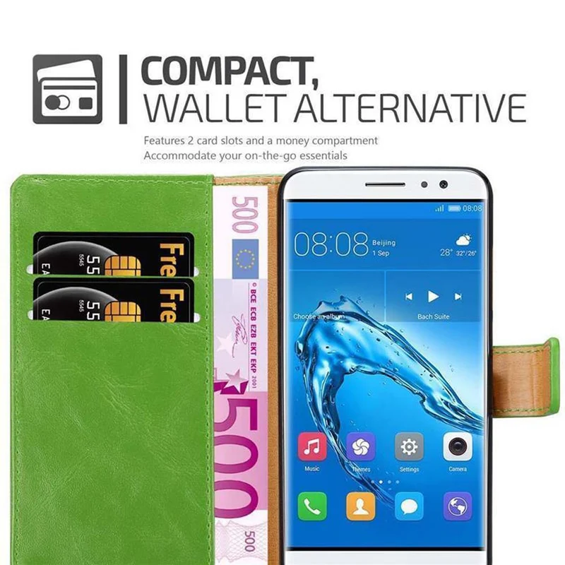 Cadorabo Hülle kompatibel mit Huawei NOVA PLUS Schutzhülle mit Magnetverschluss, Standfunktion und Kartenfach