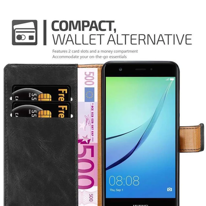 Cadorabo Hülle kompatibel mit Huawei NOVA Schutzhülle mit Magnetverschluss, Standfunktion und Kartenfach