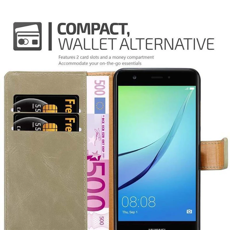 Cadorabo Hülle kompatibel mit Huawei NOVA Schutzhülle mit Magnetverschluss, Standfunktion und Kartenfach