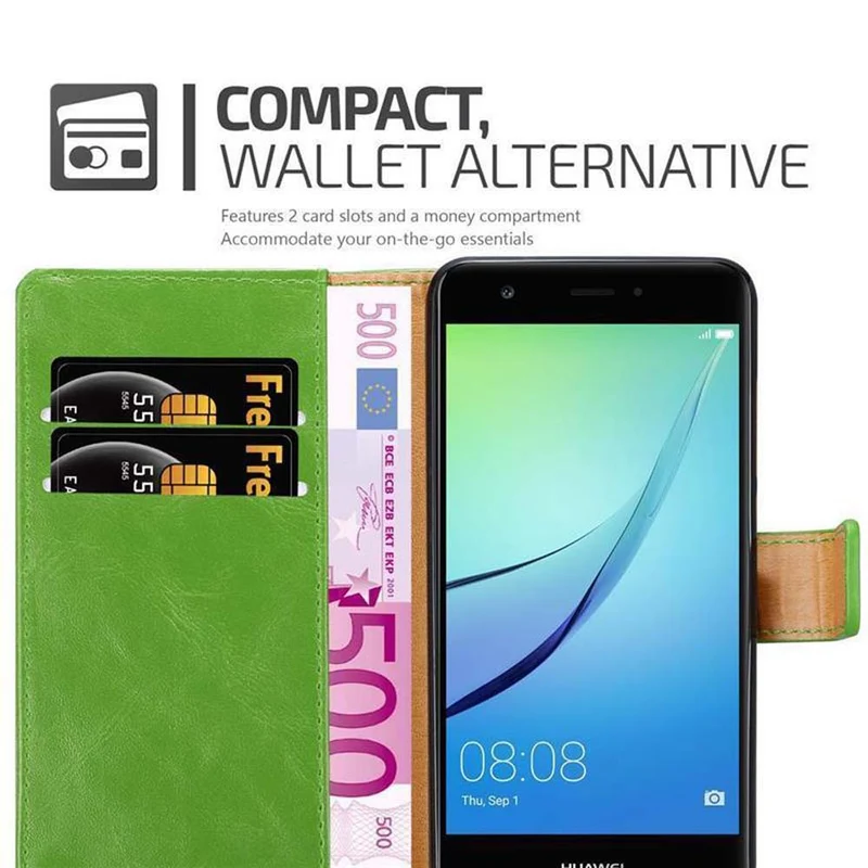 Cadorabo Hülle kompatibel mit Huawei NOVA Schutzhülle mit Magnetverschluss, Standfunktion und Kartenfach
