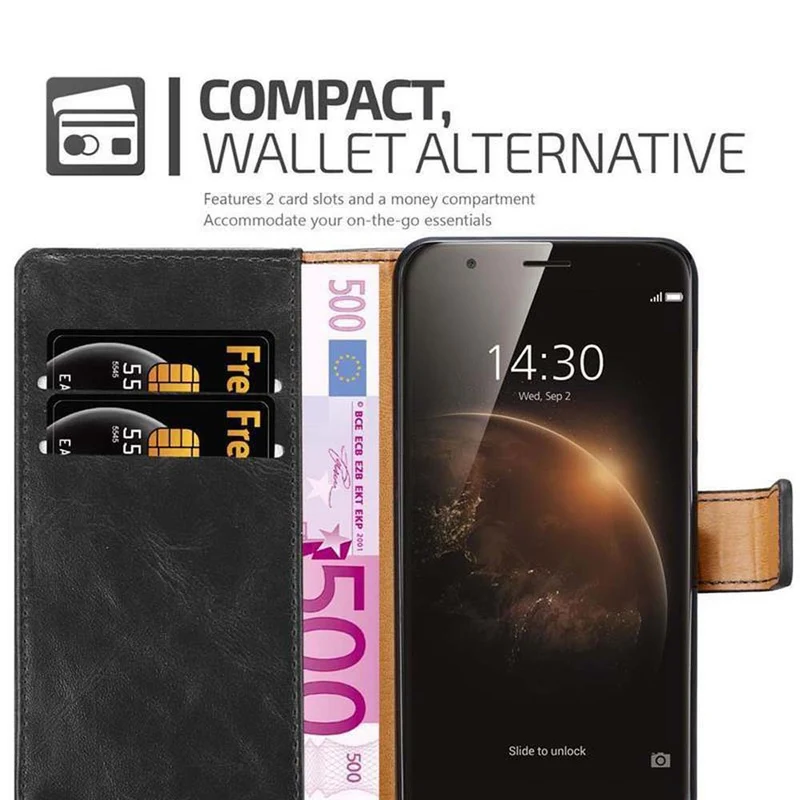 Cadorabo Hülle kompatibel mit Huawei ASCEND G7 PLUS / G8 / GX8 Schutzhülle mit Magnetverschluss, Standfunktion und Kartenfach