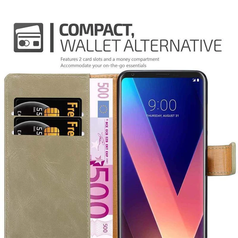 Cadorabo Hülle kompatibel mit LG V30 / V30+ / V30S / V30S+ Schutzhülle mit Magnetverschluss, Standfunktion und Kartenfach
