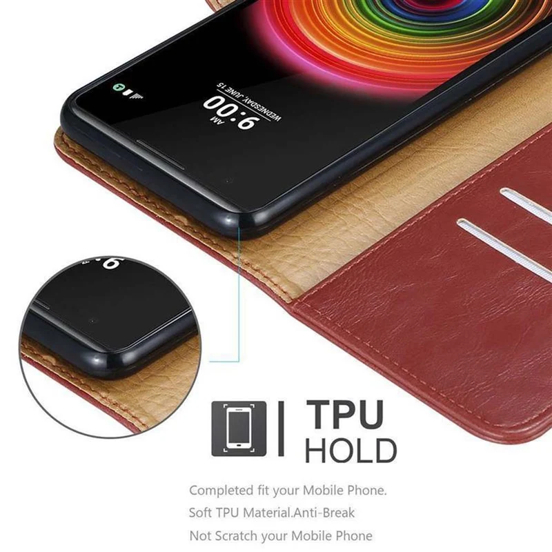 Cadorabo Hülle kompatibel mit LG X POWER Schutzhülle mit Magnetverschluss, Standfunktion und Kartenfach