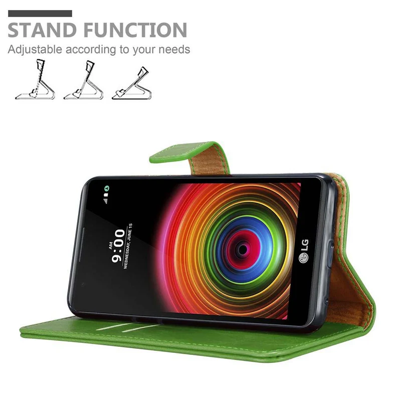 Cadorabo Hülle kompatibel mit LG X POWER Schutzhülle mit Magnetverschluss, Standfunktion und Kartenfach
