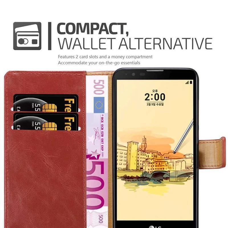 Cadorabo Hülle kompatibel mit LG STYLUS 2 Schutzhülle mit Magnetverschluss, Standfunktion und Kartenfach