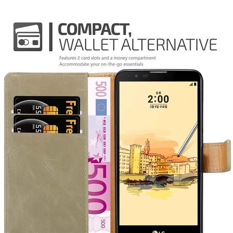 Cadorabo Hülle kompatibel mit LG STYLUS 2 Schutzhülle mit Magnetverschluss, Standfunktion und Kartenfach