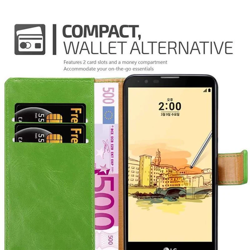 Cadorabo Hülle kompatibel mit LG STYLUS 2 Schutzhülle mit Magnetverschluss, Standfunktion und Kartenfach