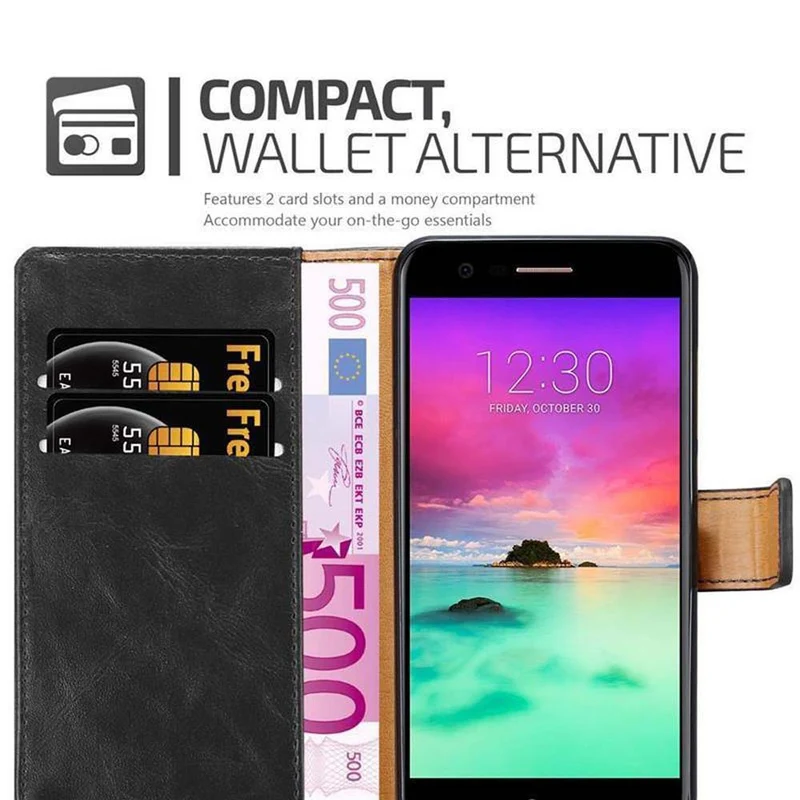 Cadorabo Hülle kompatibel mit LG K10 2017 Schutzhülle mit Magnetverschluss, Standfunktion und Kartenfach
