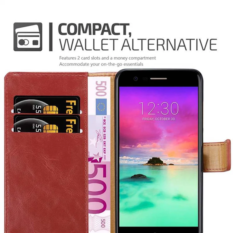 Cadorabo Hülle kompatibel mit LG K10 2017 Schutzhülle mit Magnetverschluss, Standfunktion und Kartenfach
