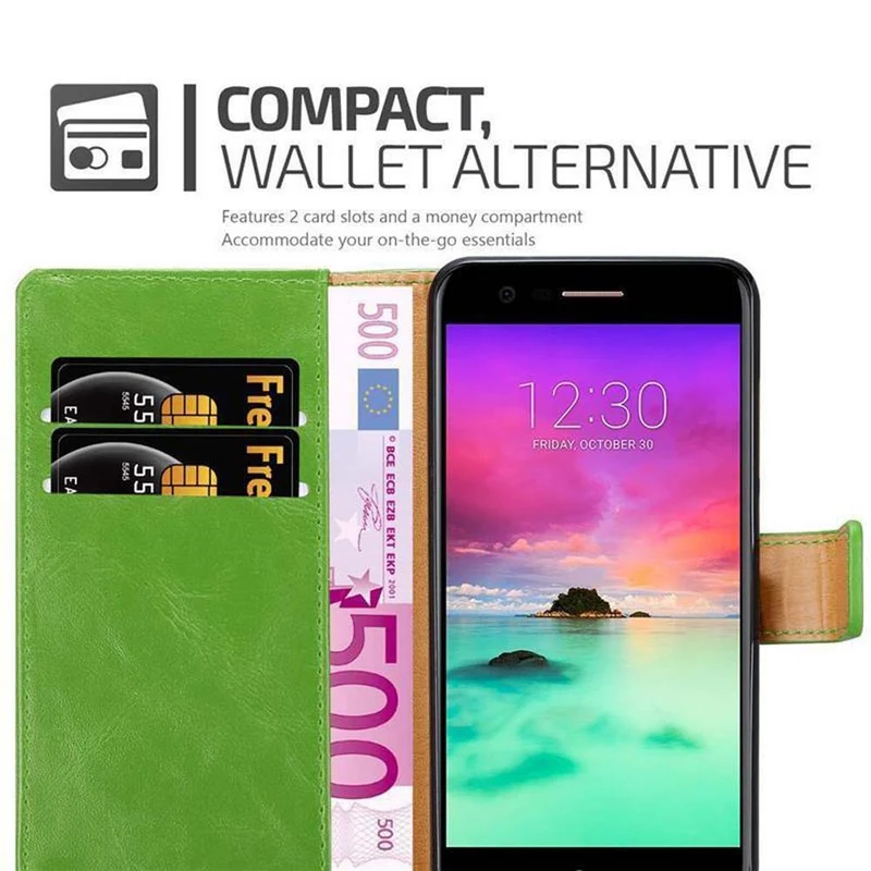 Cadorabo Hülle kompatibel mit LG K10 2017 Schutzhülle mit Magnetverschluss, Standfunktion und Kartenfach