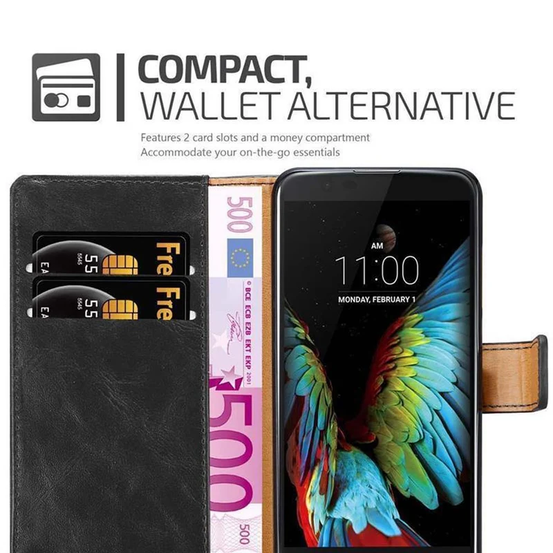 Cadorabo Hülle kompatibel mit LG K10 2016 Schutzhülle mit Magnetverschluss, Standfunktion und Kartenfach