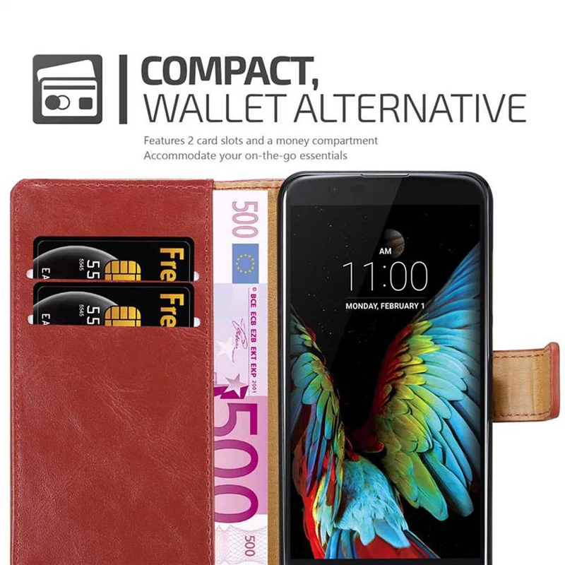 Cadorabo Hülle kompatibel mit LG K10 2016 Schutzhülle mit Magnetverschluss, Standfunktion und Kartenfach