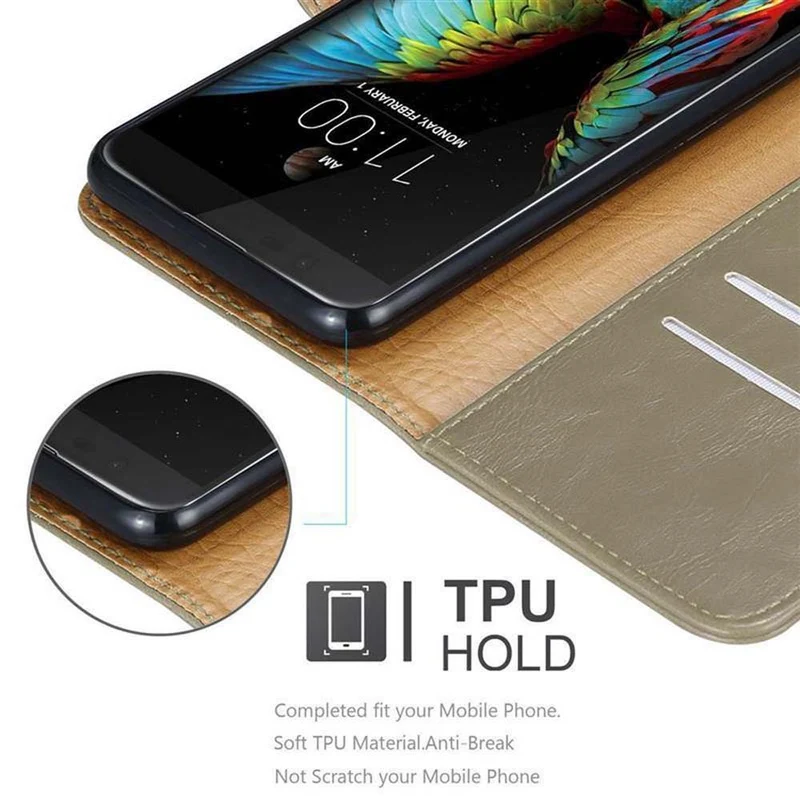 Cadorabo Hülle kompatibel mit LG K10 2016 Schutzhülle mit Magnetverschluss, Standfunktion und Kartenfach