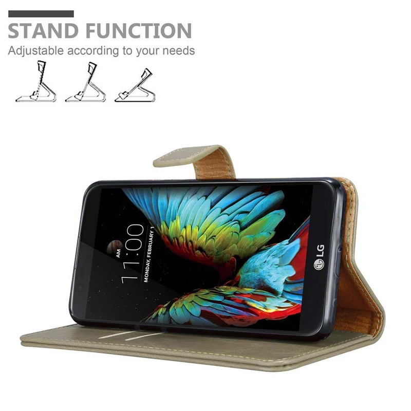 Cadorabo Hülle kompatibel mit LG K10 2016 Schutzhülle mit Magnetverschluss, Standfunktion und Kartenfach