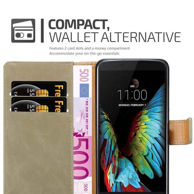 Cadorabo Hülle kompatibel mit LG K10 2016 Schutzhülle mit Magnetverschluss, Standfunktion und Kartenfach