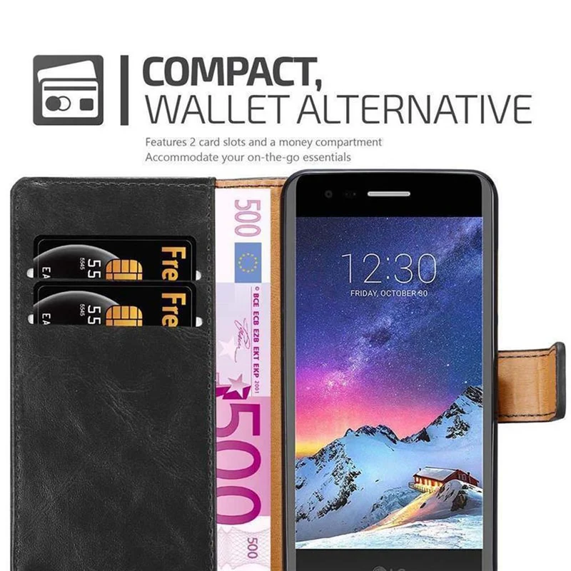 Cadorabo Hülle kompatibel mit LG K8 2017 Schutzhülle mit Magnetverschluss, Standfunktion und Kartenfach