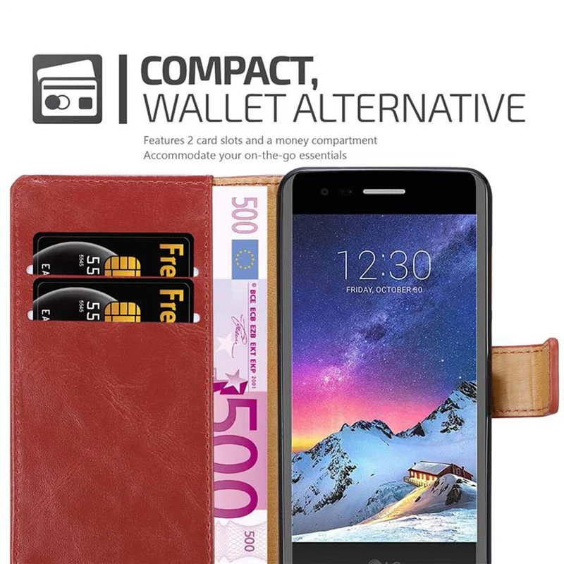 Cadorabo Hülle kompatibel mit LG K8 2017 Schutzhülle mit Magnetverschluss, Standfunktion und Kartenfach