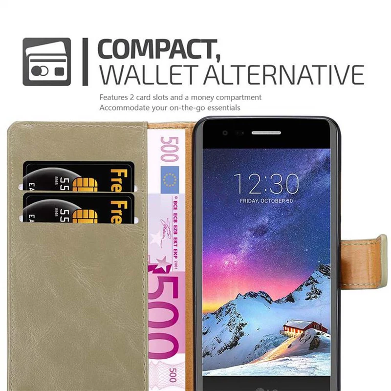 Cadorabo Hülle kompatibel mit LG K8 2017 Schutzhülle mit Magnetverschluss, Standfunktion und Kartenfach
