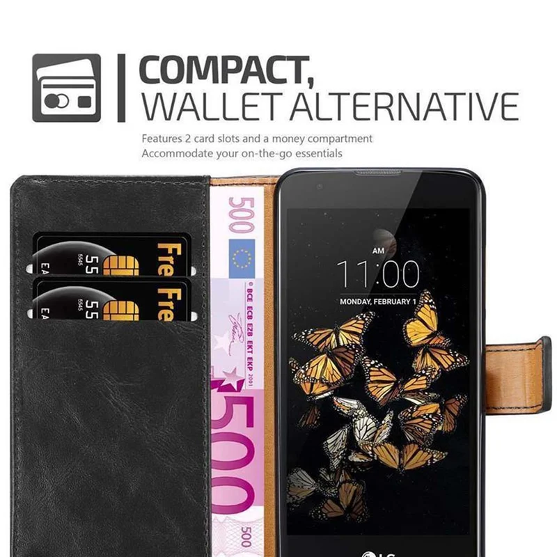 Cadorabo Hülle kompatibel mit LG K8 2016 Schutzhülle mit Magnetverschluss, Standfunktion und Kartenfach