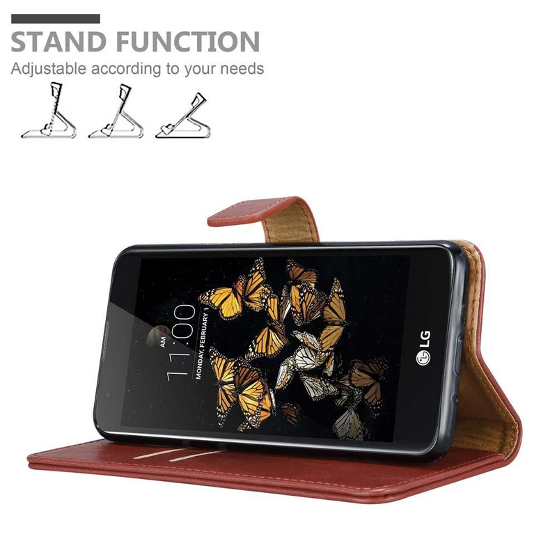 Cadorabo Hülle kompatibel mit LG K8 2016 Schutzhülle mit Magnetverschluss, Standfunktion und Kartenfach