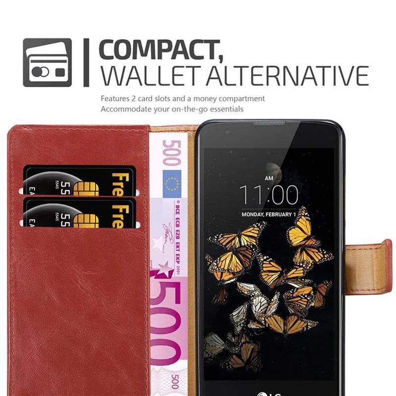 Cadorabo Hülle kompatibel mit LG K8 2016 Schutzhülle mit Magnetverschluss, Standfunktion und Kartenfach