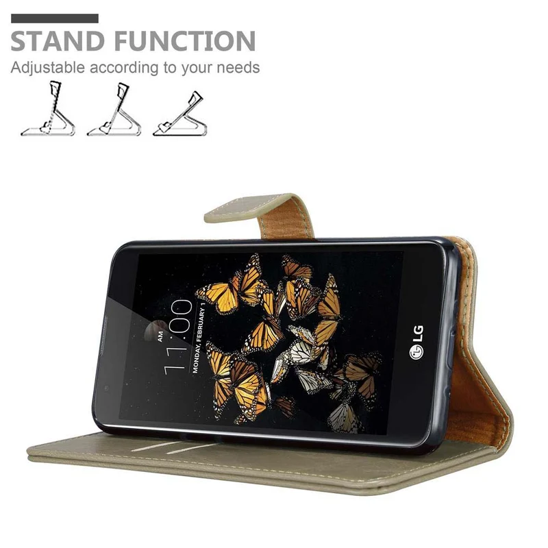 Cadorabo Hülle kompatibel mit LG K8 2016 Schutzhülle mit Magnetverschluss, Standfunktion und Kartenfach