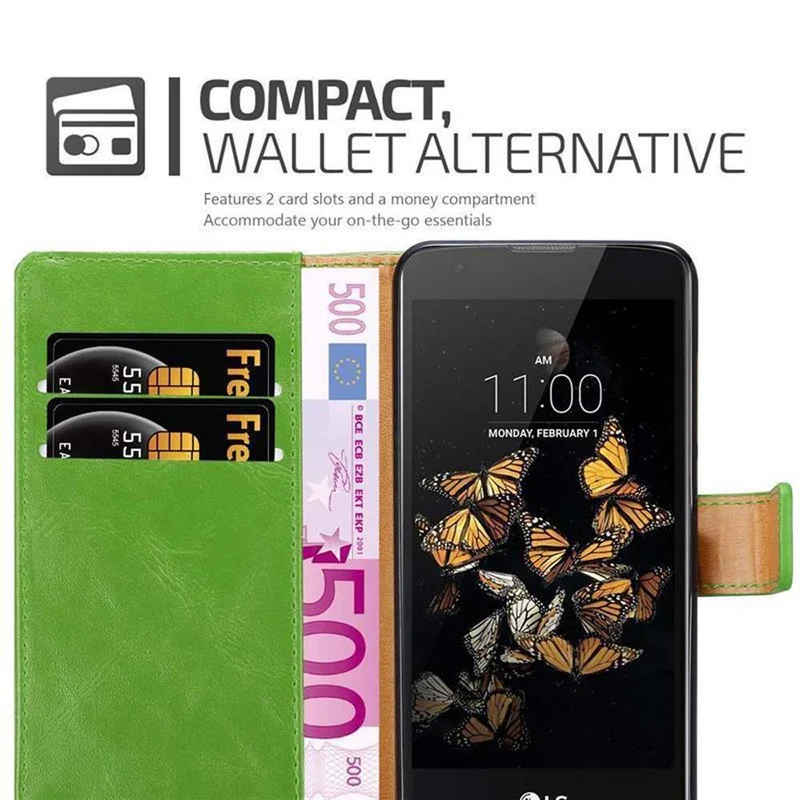 Cadorabo Hülle kompatibel mit LG K8 2016 Schutzhülle mit Magnetverschluss, Standfunktion und Kartenfach