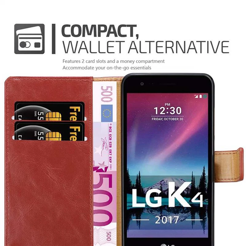 Cadorabo Hülle kompatibel mit LG K4 2017 Schutzhülle mit Magnetverschluss, Standfunktion und Kartenfach