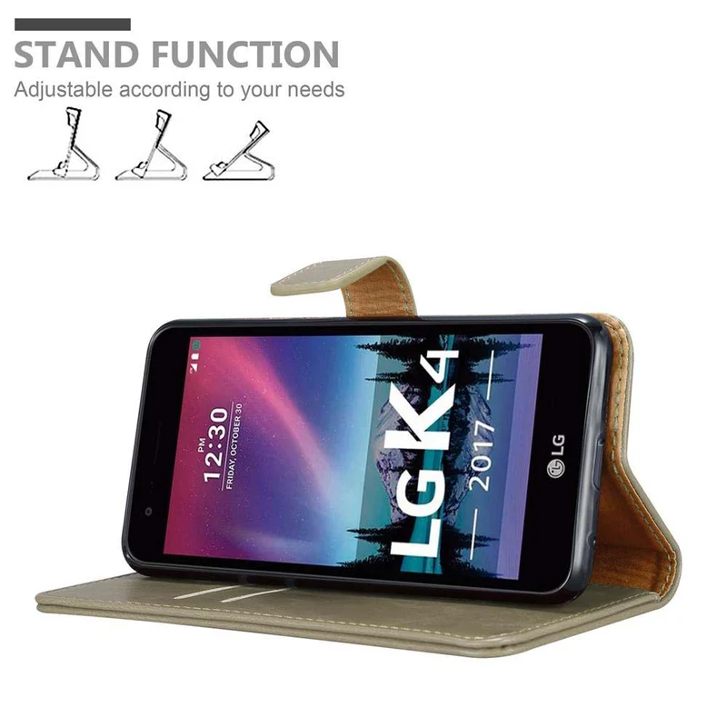 Cadorabo Hülle kompatibel mit LG K4 2017 Schutzhülle mit Magnetverschluss, Standfunktion und Kartenfach