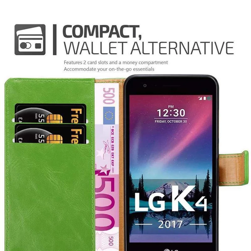 Cadorabo Hülle kompatibel mit LG K4 2017 Schutzhülle mit Magnetverschluss, Standfunktion und Kartenfach