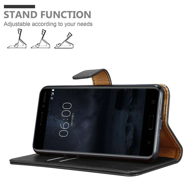 Cadorabo Hülle kompatibel mit Nokia 8 2017 Schutzhülle mit Magnetverschluss, Standfunktion und Kartenfach