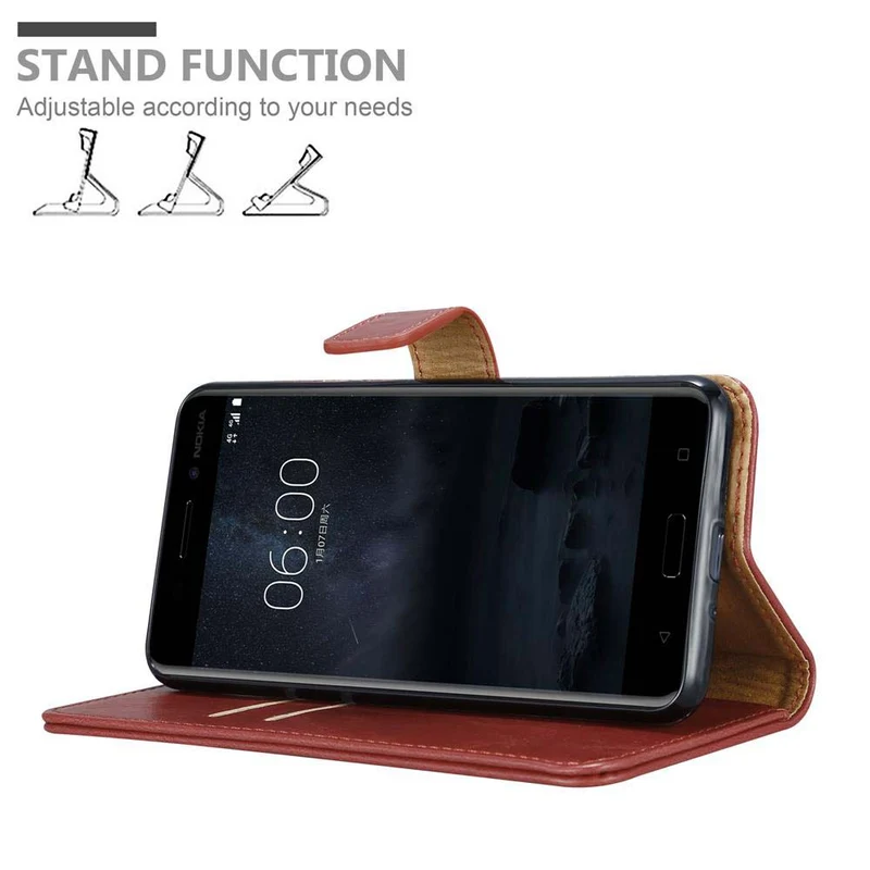 Cadorabo Hülle kompatibel mit Nokia 8 2017 Schutzhülle mit Magnetverschluss, Standfunktion und Kartenfach