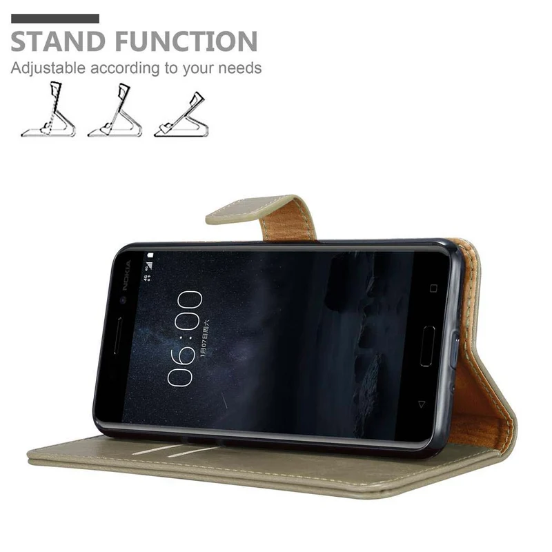 Cadorabo Hülle kompatibel mit Nokia 8 2017 Schutzhülle mit Magnetverschluss, Standfunktion und Kartenfach