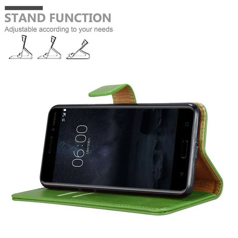 Cadorabo Hülle kompatibel mit Nokia 8 2017 Schutzhülle mit Magnetverschluss, Standfunktion und Kartenfach