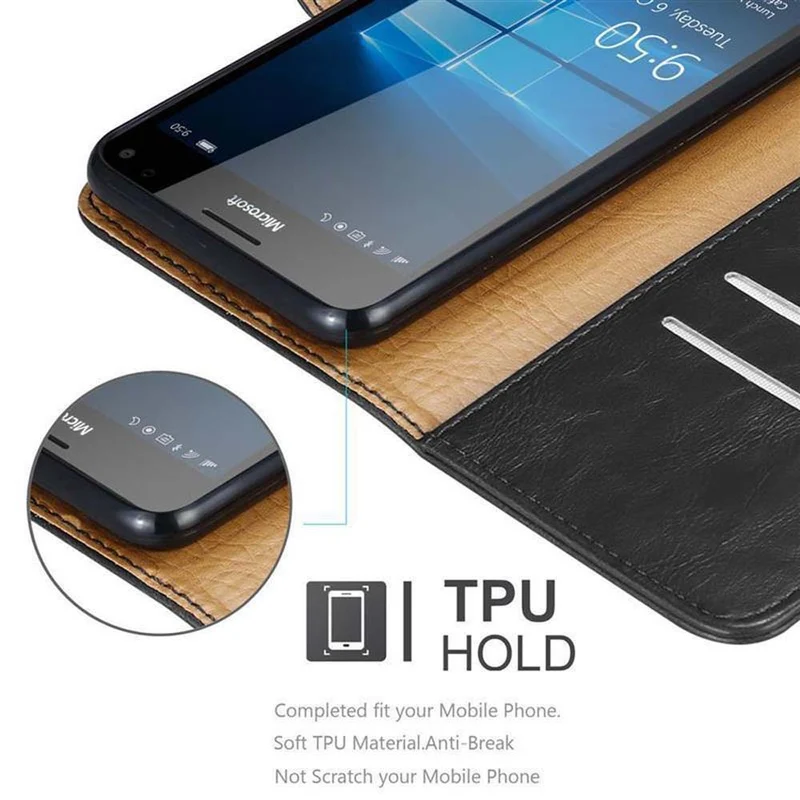 Cadorabo Hülle kompatibel mit Nokia Lumia 950 XL Schutzhülle mit Magnetverschluss, Standfunktion und Kartenfach