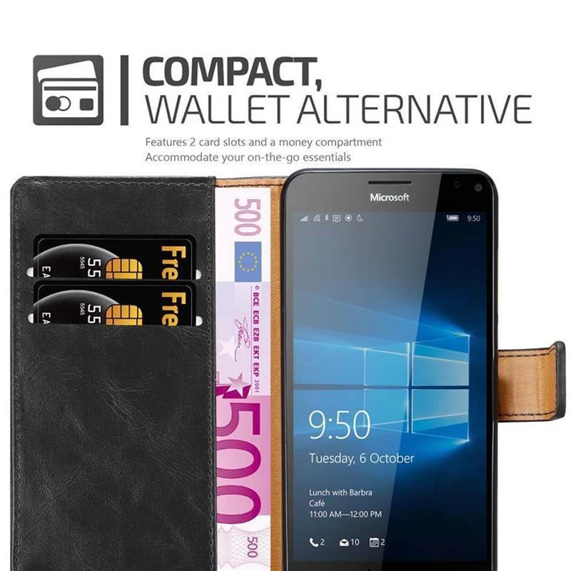 Cadorabo Hülle kompatibel mit Nokia Lumia 950 XL Schutzhülle mit Magnetverschluss, Standfunktion und Kartenfach