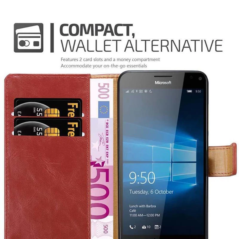 Cadorabo Hülle kompatibel mit Nokia Lumia 950 XL Schutzhülle mit Magnetverschluss, Standfunktion und Kartenfach